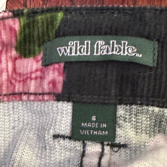NWT Wild Fable Mini Skirt Corduroy Floral Womens S Dark Cottage Whimsigoth Pink - Picture 3 of 10